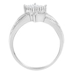 10K White Gold 1/3 Cttw Princess and Baguette Cut Diamond Bypass Style Cocktail Ring (I-J Color, I1-I2 Clarity) - Size 4