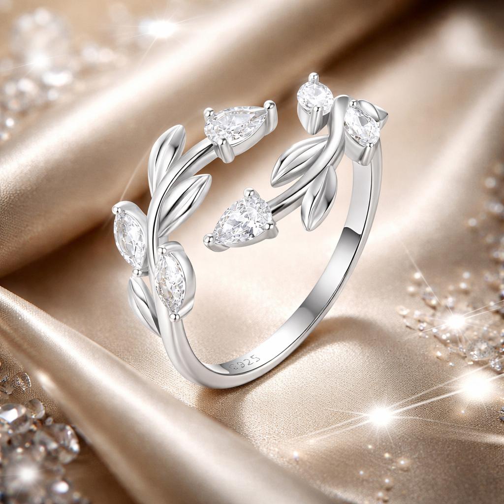925 Sterling Silver White Gold Plated Pavé Setting CZ Ring for Women