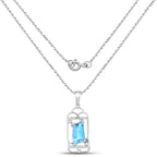 4.57 Carat Genuine Swiss Blue Topaz & White Topaz .925 Sterling Silver Pendant