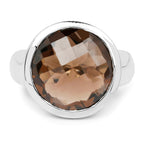 10.80 Carat Genuine Smoky Quartz .925 Sterling Silver Ring