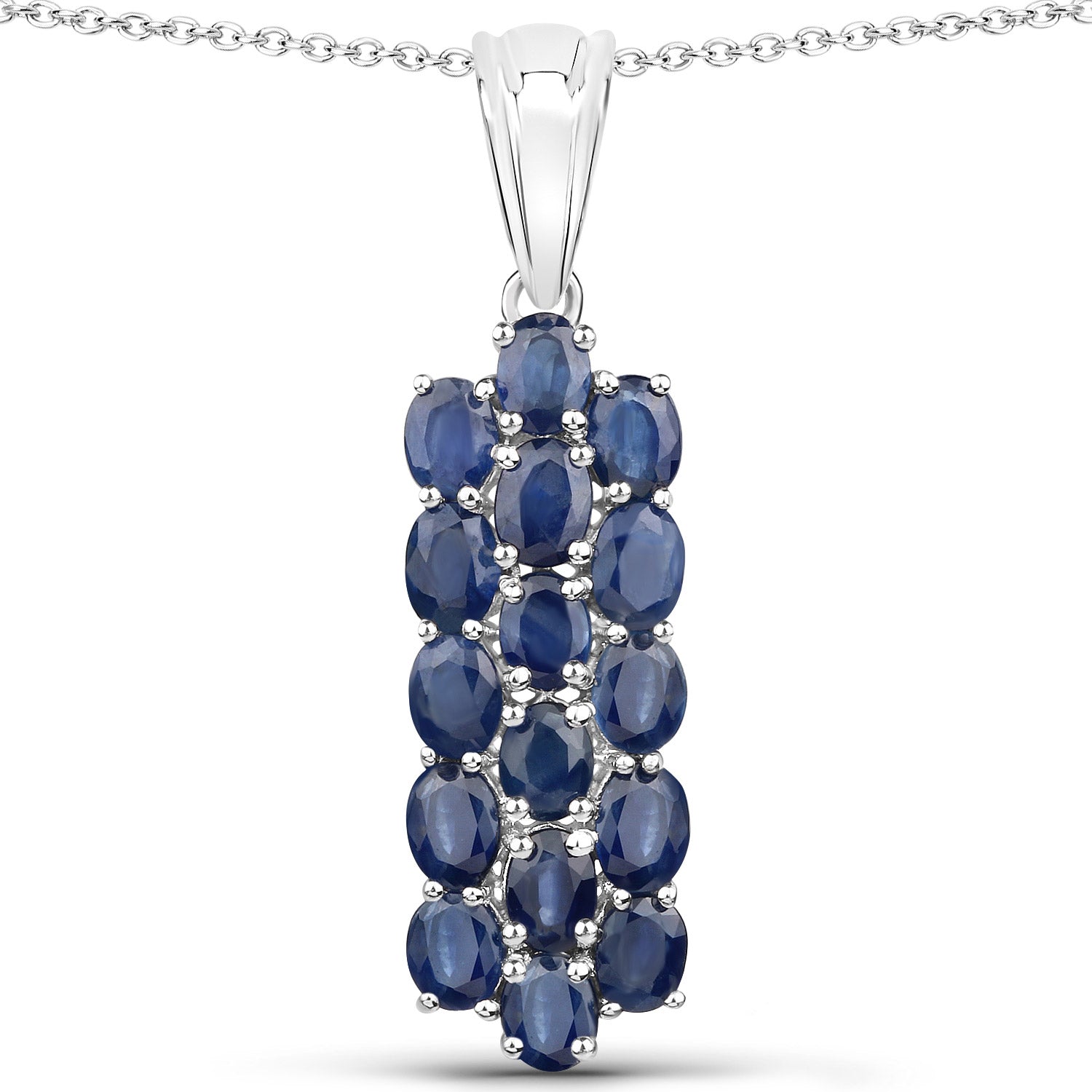 10.40 Carat Genuine Blue Sapphire .925 Sterling Silver 3 Piece Jewelry Set (Ring, Earrings, and Pendant with Chain)