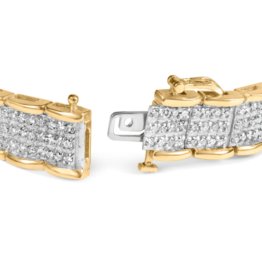 10K Yellow Gold 5.00 Carat Total Weight Round-Cut Diamond Link 7" Bracelet (J-K Color, I1-I2 Clarity)