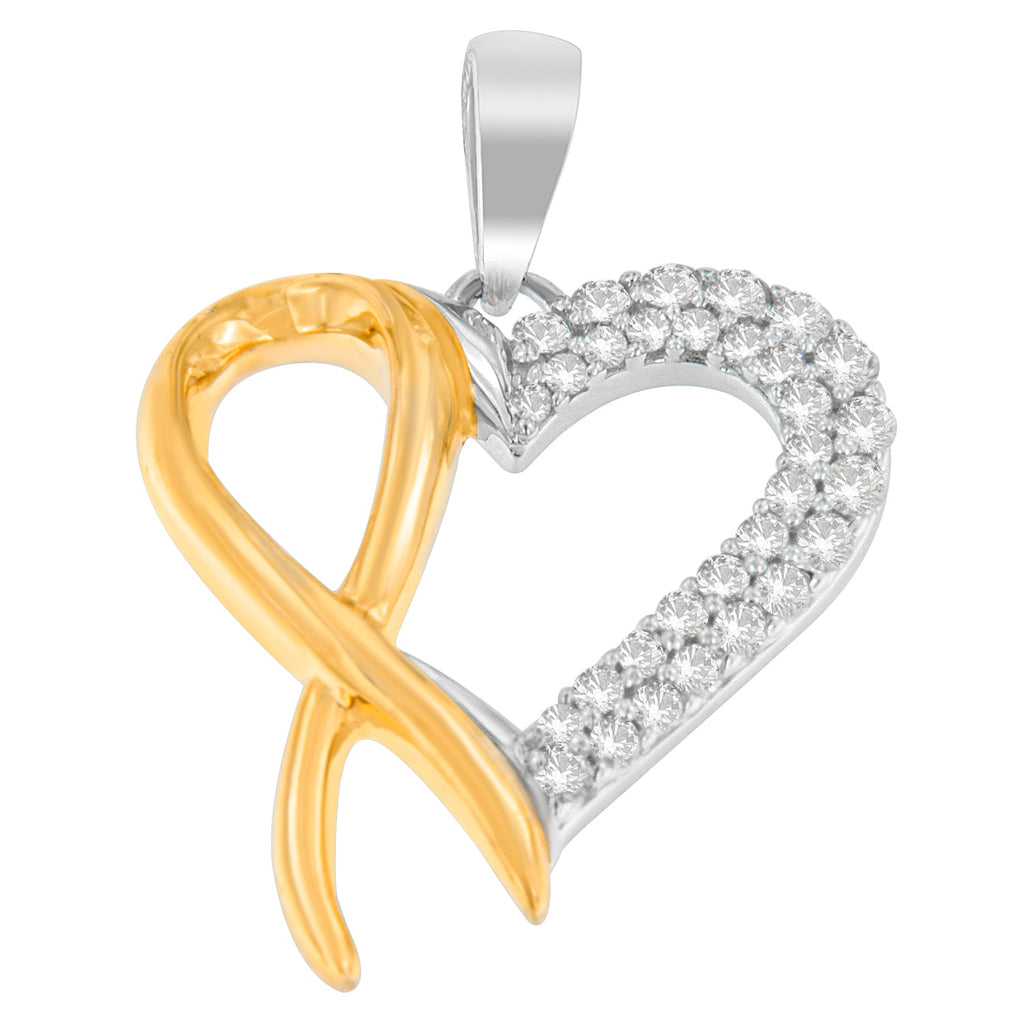 .925 Sterling Silver Two-Tone 1/4 cttw Round Cut Diamond Pendant Necklace (H-I, I2-I3)