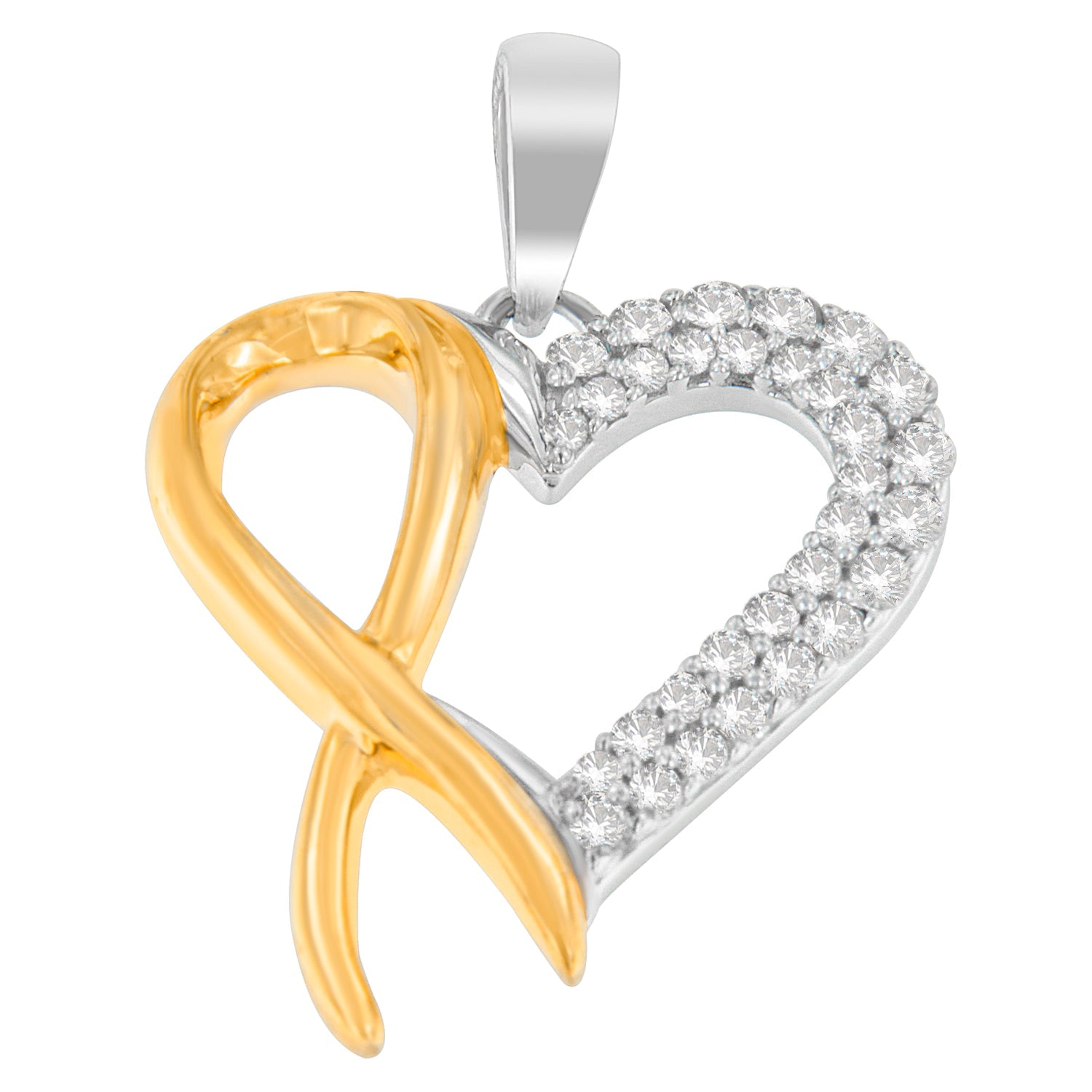 .925 Sterling Silver Two-Tone 1/4 cttw Round Cut Diamond Pendant Necklace (H-I, I2-I3)