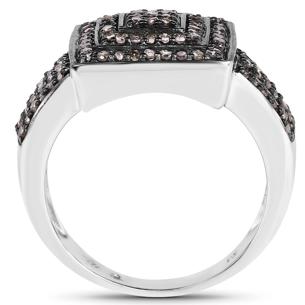 0.42 Carat Genuine Champagne Diamond .925 Sterling Silver Ring