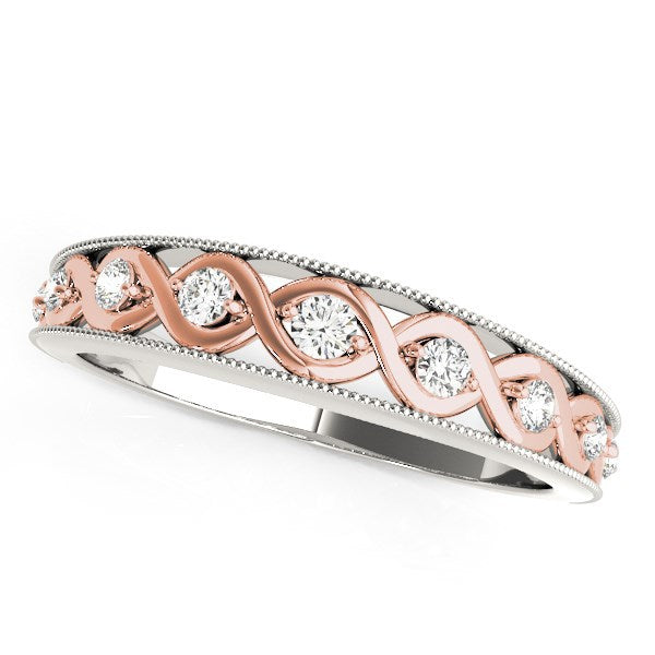 14k White And Rose Gold Infinity Diamond Wedding Band (1/8 cttw)