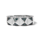 14K White Gold 1/4 Carat Total Weight Treated Blue Diamond Pyramid Band Ring (Blue Color, SI1-SI2 Clarity)- Size 7