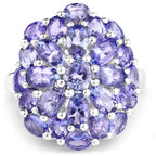 7.08 Carat Genuine Tanzanite .925 Sterling Silver Ring