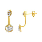 14K Yellow Gold Plated .925 Sterling Silver 5/8 Carat Total Weight Diamond Removable Stud and Dangle Earrings (I-J Color, I2-I3)