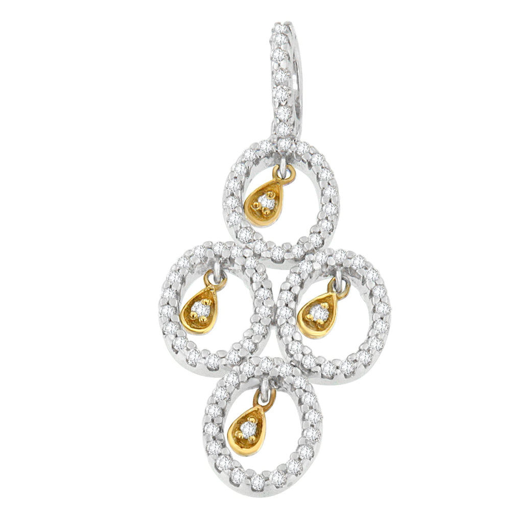 14K Two-Toned Gold 2/5 cttw Round Diamond Pendant Necklace (H-I, I1-I2)