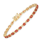 7.00 Carat Genuine Orange Sapphire 14K Yellow Gold Bracelet