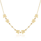 14k Yellow Gold 18 inch Necklace with Polished Butterflies and Beads