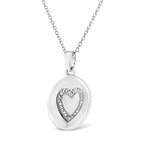 .925 Sterling Silver Prong-Set Diamond Accent Heart Emblemed 18" Pendant Necklace (I-J Color, I1-I2 Clarity)