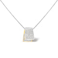 14K White and Yellow Gold 2.0 Cttw Princess Cut Diamond Two Tone Foldover Box Pendant 18" Box Chain Necklace (H-I Color, SI1-SI2 Clarity)