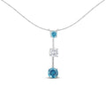 14K White Gold 1 1/2 cttw White and Treated Blue Diamond Pendant Necklace (H-I, I1-I2)