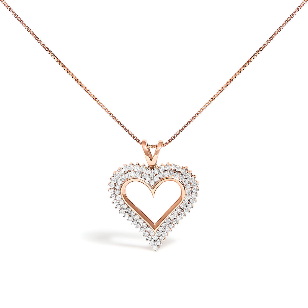 .925 Sterling Silver 1.00 Cttw Diamond Heart 18" Pendant Necklace (I-J Color, I2-I3 Clarity)