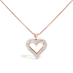 .925 Sterling Silver 1.00 Cttw Diamond Heart 18" Pendant Necklace (I-J Color, I2-I3 Clarity)