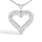 .925 Sterling Silver 1.00 Cttw Diamond Heart 18" Pendant Necklace (I-J Color, I2-I3 Clarity)