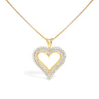 .925 Sterling Silver 1.00 Cttw Diamond Heart 18" Pendant Necklace (I-J Color, I2-I3 Clarity)