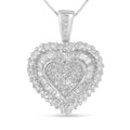 10K White Gold 1 cttw Multi-Cut Diamond Heart Pendant Necklace (H-I, I1-I2)