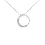 14K White Gold 1/4 Cttw Round-Cut Graduating Diamond Open Circle Hoop 18" Pendant Necklace (J-K Color, I1-I2 Clarity)