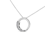 14K White Gold 1/4 Cttw Round-Cut Graduating Diamond Open Circle Hoop 18" Pendant Necklace (J-K Color, I1-I2 Clarity)
