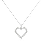 .925 Sterling Silver 1/4 cttw 3-Prong Diamond Open Heart 18" Pendant Necklace (I-J Color, I3 Clarity)