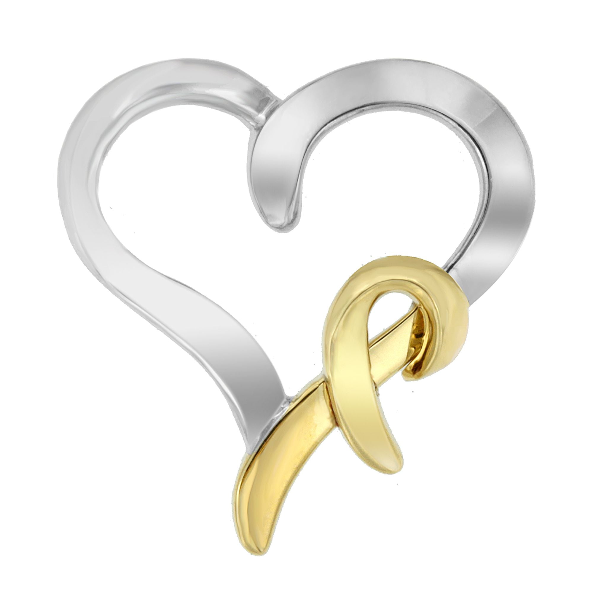 .925 Sterling Silver and 14K Yellow Gold Two-Tone Heart-Shaped Pendant Necklace