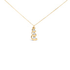 10k Yellow Gold 1/4 Cttw Diamond 3 Stone Swirl and Drop Pendant Necklace