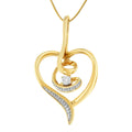 Espira 10K Yellow Gold .03 Carat Total Weight Diamond-Accented Round-Cut Diamond Swirl Open Heart 18" Pendant Necklace (I-J Color, I2-I3 Clarity)
