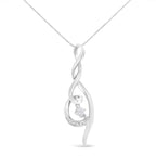 Espira 10K White Gold 1/10 cttw Diamond Swirl Pendant Necklace (I-J, I1-I2)