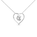 .925 Sterling Silver 1/4 Carat Total Weight Brilliant-Cut Diamond Open Heart Twisted Awareness Ribbon 18" Pendant Necklace (H-I Color, I1-I2 Clarity)