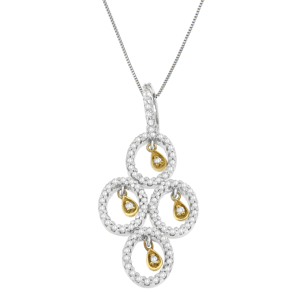 14K Two-Toned Gold 2/5 cttw Round Diamond Pendant Necklace (H-I, I1-I2)