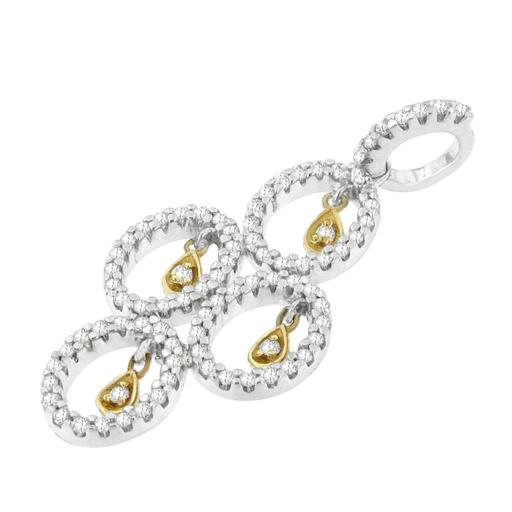 14K Two-Toned Gold 2/5 cttw Round Diamond Pendant Necklace (H-I, I1-I2)