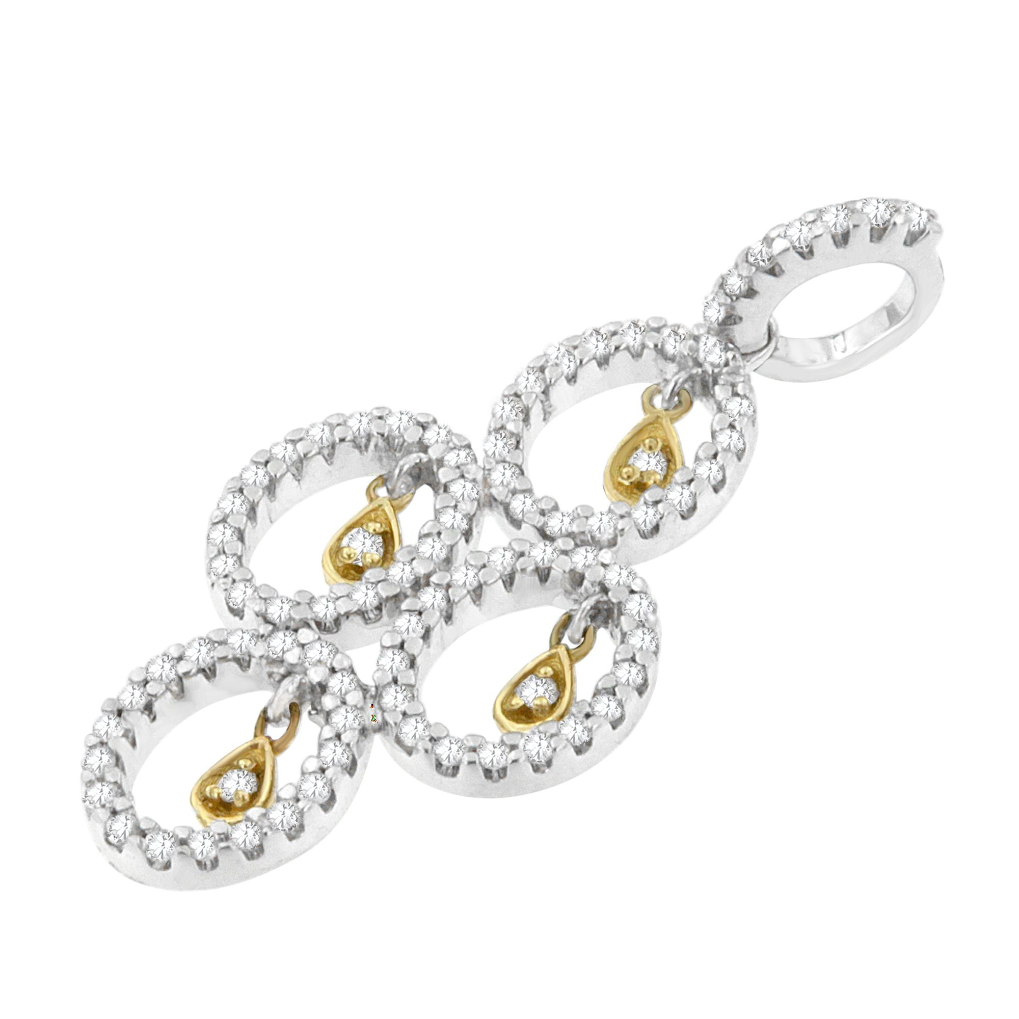 14K Two-Toned Gold 2/5 cttw Round Diamond Pendant Necklace (H-I, I1-I2)