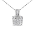 14K White Gold 2 1/5 Cttw Princess Cut Composite Diamond Pendant with Diamond Bale Pendant Necklace (H-I Color, SI1-SI2 Clarity) - NO CHAIN INCLUDED