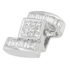 14K White Gold 1 2/5 cttw Princess and Baguette Cut Diamond Zig Zag Pendant Necklace (H-I, SI1-SI2)