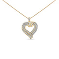 14K Yellow Gold Plated .925 Sterling Silver 1.00 Carat Total Weight Baguette Diamond Composite Open Heart 18" Inch Pendant Necklace (I-J Color, I1-I2 Clarity)
