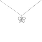 .925 Sterling Silver 1/4 cttw Prong-Set Diamond Butterfly 18" Pendant Necklace (H-I Color, I1-I2 Clarity)