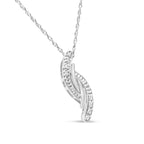 .925 Sterling Silver Diamond Accent Bypass Curve 18" Pendant Necklace (I-J Color, I3 Clarity)