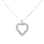 .925 Sterling Silver 1/4 Carat Total Weight Miracle Set Diamond Open Heart 18" Pendant Necklace (I-J Color, I3 Clarity)
