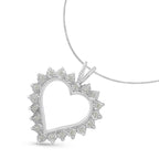 .925 Sterling Silver 1/4 Carat Total Weight Miracle Set Diamond Open Heart 18" Pendant Necklace (I-J Color, I3 Clarity)