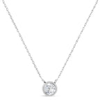 .925 Sterling Silver 1/10 Cttw Round-Cut Diamond Bezel 18" Pendant Necklace (J-K Color, I1-I2 Clarity)