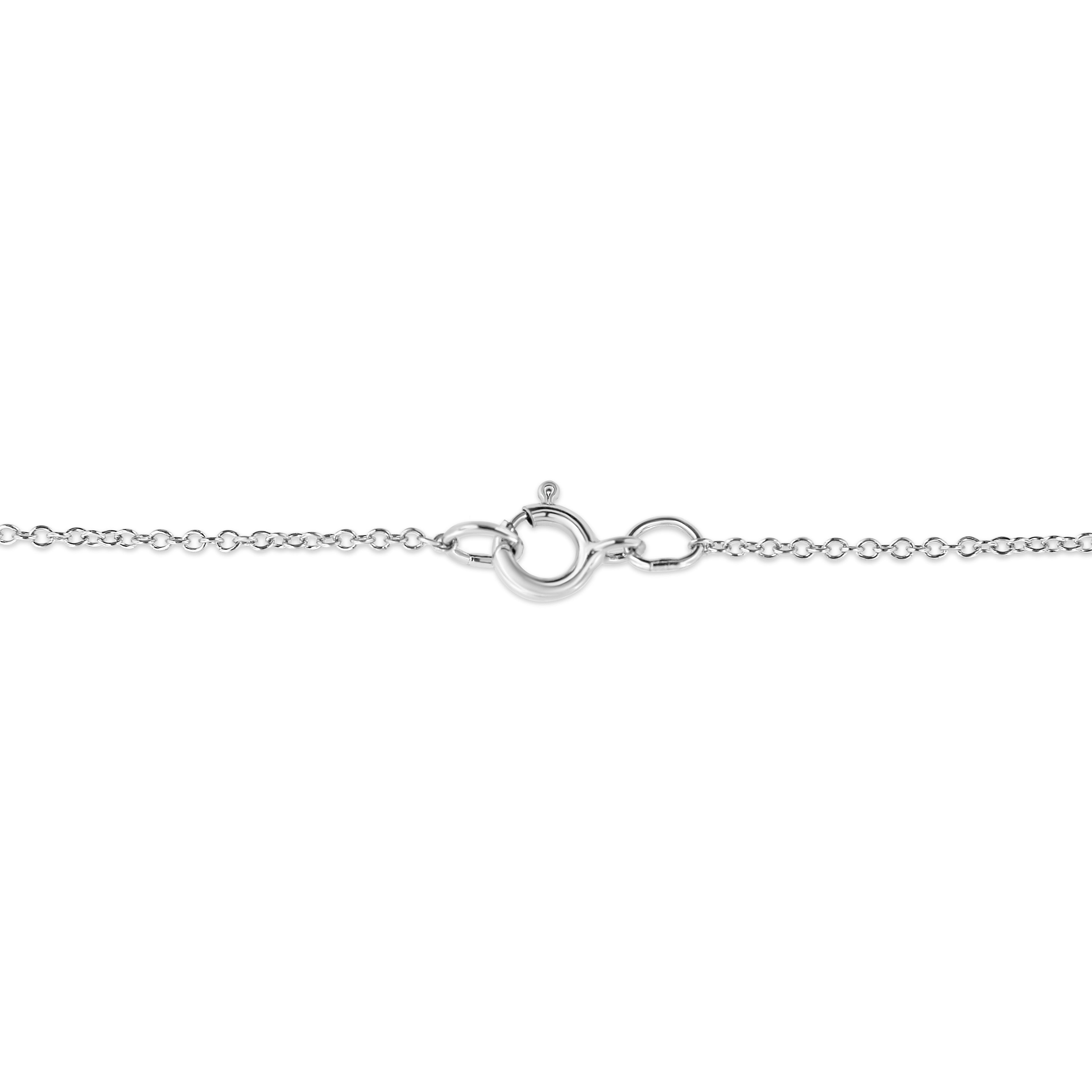 14K White Gold 1/4 Carat Total Weight Shared Prong Set Round-Cut Diamond 7 Stone Floral Cluster 18" Pendant Necklace (H-I Color, SI2-I1 Clarity)