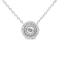 .925 Sterling Silver 1/2 Carat Total Weight Round Diamond Halo Circle Pendant 18" Necklace (I-J Color, I2-I3 Clarity)