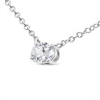 14K White Gold 1/2 Cttw Lab Grown Oval Solitaire Diamond East West 18" Pendant Necklace (E-F Color, VS1-VS2 Clarity)
