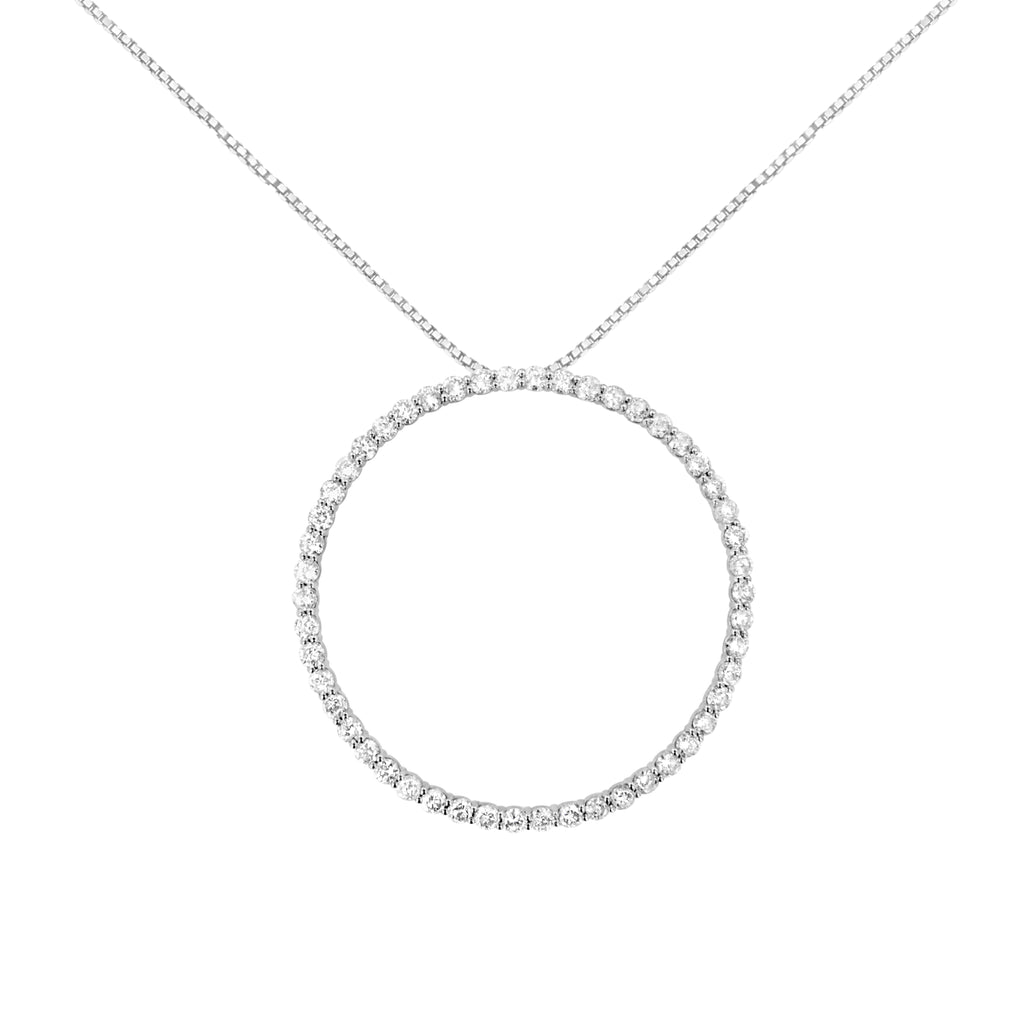 .925 Sterling Silver 4 cttw Prong Set, Round-Cut Diamond Open Circle Hoop 18" Pendant Necklace (J-K Color, I1-I2 Clarity)
