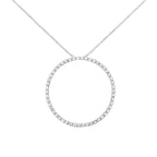 .925 Sterling Silver 4 cttw Prong Set, Round-Cut Diamond Open Circle Hoop 18" Pendant Necklace (J-K Color, I1-I2 Clarity)