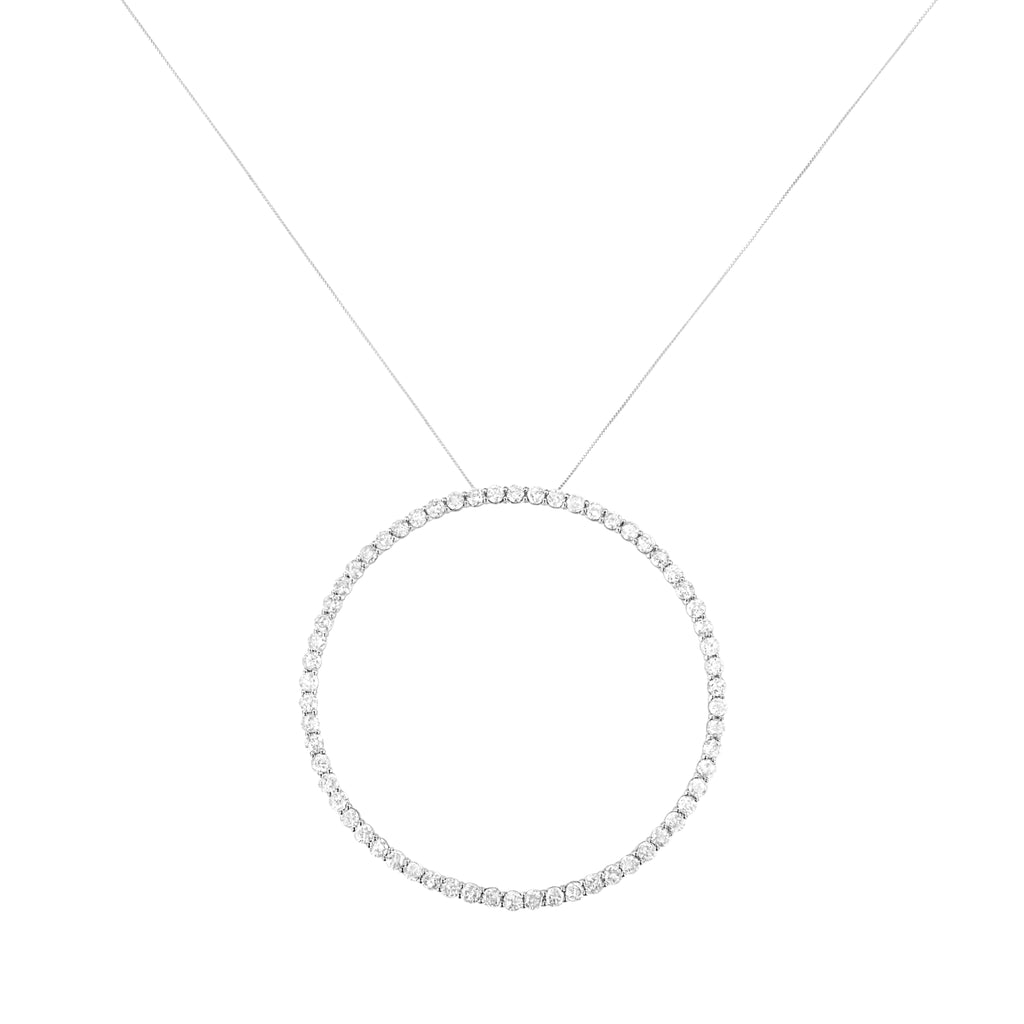.925 Sterling Silver 5.0 Cttw Prong Set Round-cut Diamond Open Circle Hoop 18" Pendant Necklace (I-J Color, I2-I3 Clarity)