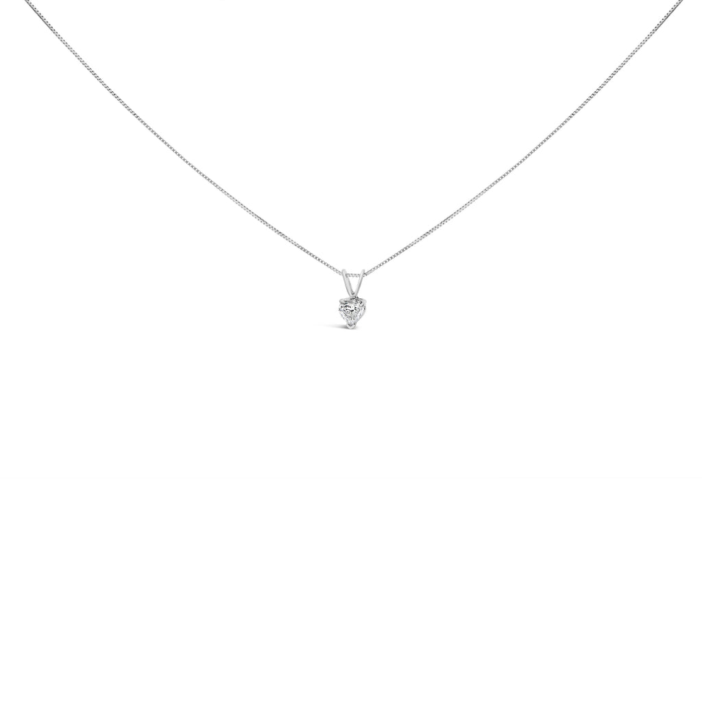 14K White Gold 3/8 Cttw Heart-Shaped Diamond Classic Solitaire 18" Pendant Necklace (H-I Color, VS2-SI1 Clarity)